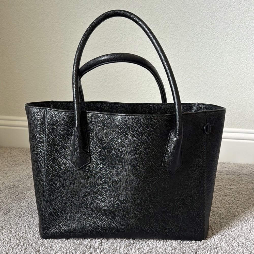 Dagne Dover Black Pebbled Leather Tote - Large
